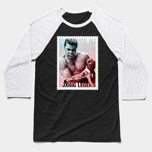 Muhammad Ali Postal Stamp Baseball T-Shirt by VintCam